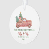 Red Truck Cadeaus onze eerste kerstfeestdag Ornament (voorkant)