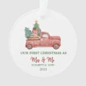 Red Truck Cadeaus onze eerste kerstfeestdag Ornament (voorkant)