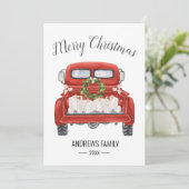  Red Truck-Cadeaus Vrolijk kerstfeest Feestdagenkaart (Staand voorkant)