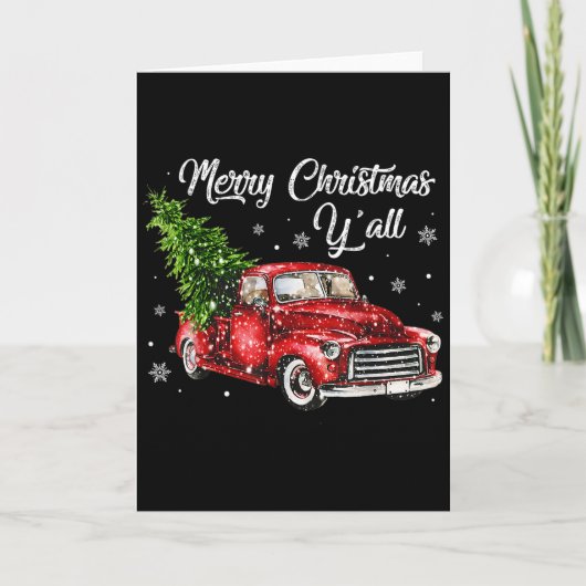Red Truck Christmas Funny Merry Christmas Yall Wom Kaart (Voorkant)