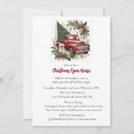 Red Truck Christmas Open House Invitation Kaart