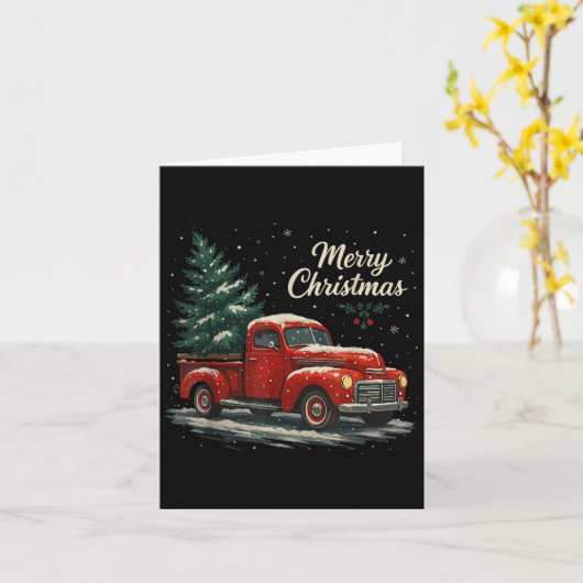 Red Truck Christmas Pajamas Shirt, Xmas Family Mat Kaart (Gele Bloem)