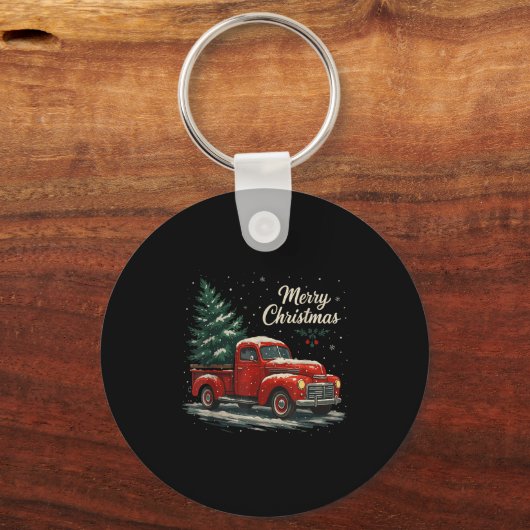 Red Truck Christmas Pajamas Shirt, Xmas Family Mat Sleutelhanger (Voorkant)