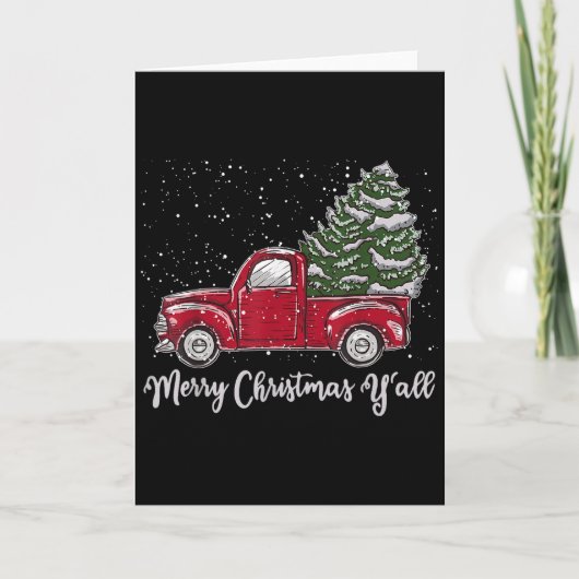 Red Truck Christmas Shirt - Merry Christmas Yall  Kaart (Voorkant)