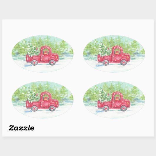 Red Truck Country Kerst stickers (Vel)