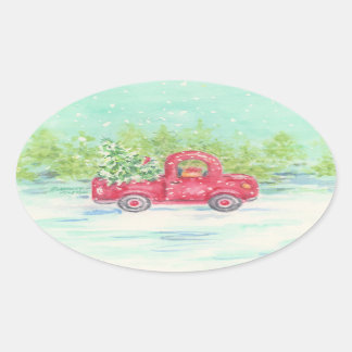 Red Truck Country Kerst stickers