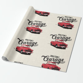 Red  Truck Custom Name Wrapping Paper Cadeaupapier