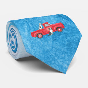 Red Truck Dog Winter Holiday Stropdas