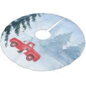 Red Truck Dog Winter Snow Kerstmis Kerstboom Rok (Gekanteld)