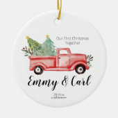 Red Truck eerste kerstfeest samen ornament (Voorkant)