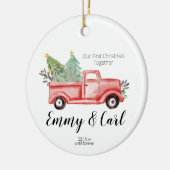 Red Truck eerste kerstfeest samen ornament (Links)