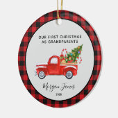 Red Truck Eerste Kerstmis. Grootouders Foto Keramisch Ornament (Links)