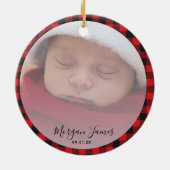 Red Truck Eerste Kerstmis. Grootouders Foto Keramisch Ornament (Achterkant)