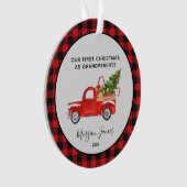 Red Truck Eerste Kerstmis. Grootouders Foto Ornament (voorkant)