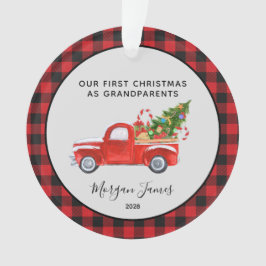 Red Truck Eerste Kerstmis. Grootouders Foto Ornament