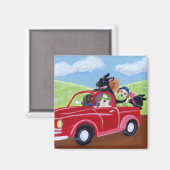 Red Truck en Labradors Magneet (Voorkant / Achterkant)