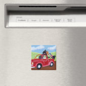 Red Truck en Labradors Magneet (Insitu (Vaatwasser))