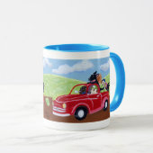 Red Truck en Labradors schilderen Mok (Voorkant rechts)