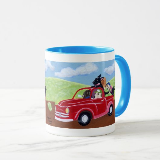 Red Truck en Labradors schilderen Mok (Voorkant rechts)