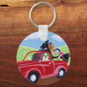 Red Truck en Labradors Sleutelhanger (Voorkant)