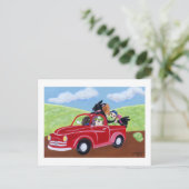 Red Truck en Labs Briefkaart (Staand voorkant)