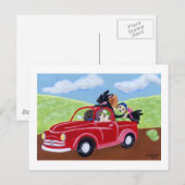 Red Truck en Labs Briefkaart (Voorkant / Achterkant)