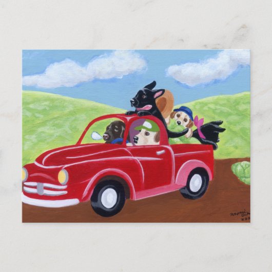 Red Truck en Labs Briefkaart (Voorkant)