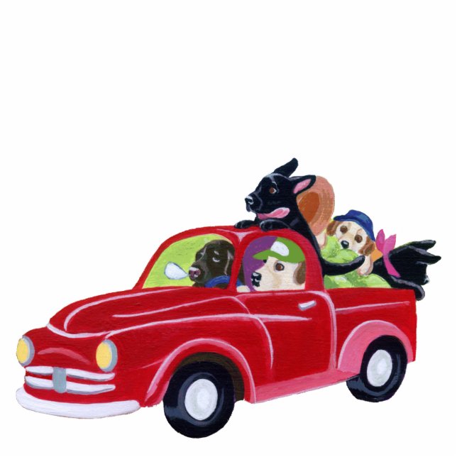 Red Truck en Labs Fotobeeldje Ornament (Voorkant)