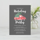 Red Truck en Tree | Grijze feestdag Kaart (Staand voorkant)