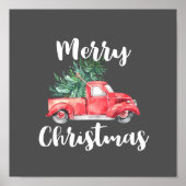 Red Truck en Tree | Grijze kerst Poster (Voorkant)