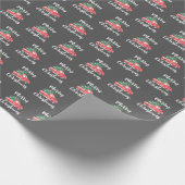 Red Truck en Tree | Grijze kerstcadeau Cadeaupapier (Hoek)