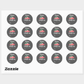 Red Truck en Tree | Grijze kerstcadeaunaam Ronde Sticker (Vel)