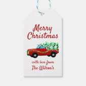Red Truck en Tree kerstcadeau Label Cadeaulabel (Voorkant)