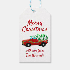 Red Truck en Tree kerstcadeau Label Cadeaulabel