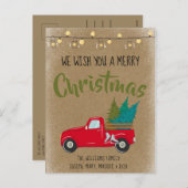  Red Truck en Tree kerstKaart Feestdagenkaart (Voorkant / Achterkant)
