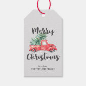 Red Truck en Tree Kerstmis Cadeaulabel (Voorkant)