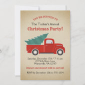  Red Truck en Tree Kerstparty Kaart (Voorkant)