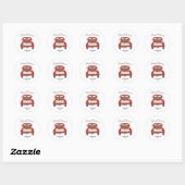  Red Truck Family Merry Kerstmis Ronde Sticker (Vel)
