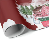 Red Truck Farmhouse kerst Cadeaupapier (Rol Hoek)