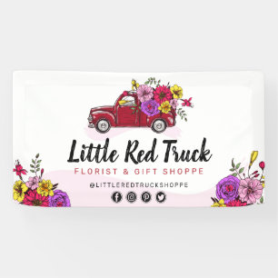 Red  Truck & Flower Floral Craft Trade Show Spandoek