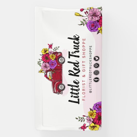 Red  Truck & Flower Floral Craft Trade Show Spandoek (Verticaal)