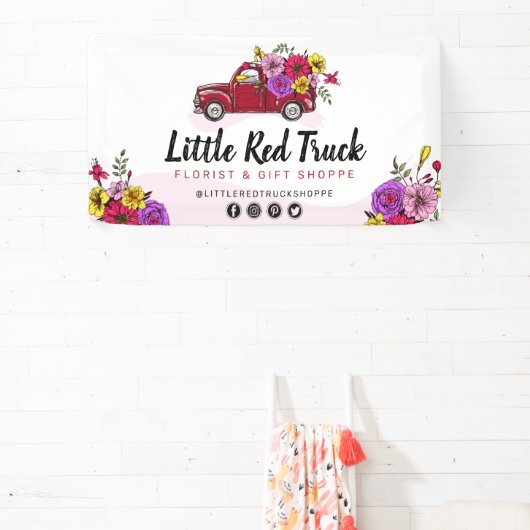 Red  Truck & Flower Floral Craft Trade Show Spandoek (Insitu)