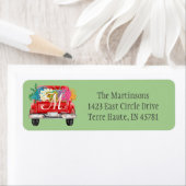 Red Truck Flowers Custom Monogram Return Address Etiket (Insitu)