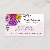 Red  Truck & Flowers Cute Country Floral Visitekaartje (Achterkant)