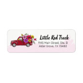 Red  Truck & Flowers Cute Return-adres Etiket (Voorkant)