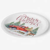  Red Truck | Gezinskerstmis op maat Papieren Bordje (Gekanteld)