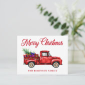 Red Truck Gifts Tree kerstfamilie Briefkaart (Staand voorkant)