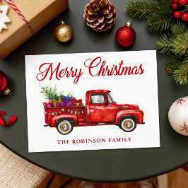  Red Truck Gifts Tree kerstfamilie Briefkaart
