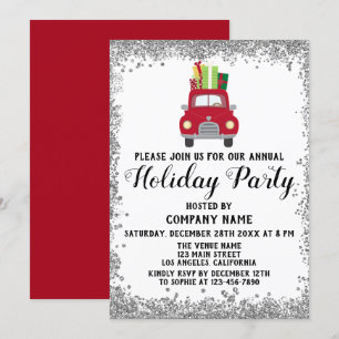 Red Truck Gifts Xmas Company Holiday Party Silver Kaart