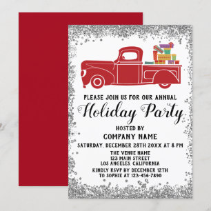 Red Truck Gifts Xmas Company Holiday Party Silver Kaart